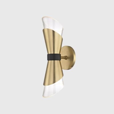 Marlfield Contemporary Double Wall Light Aged Brass