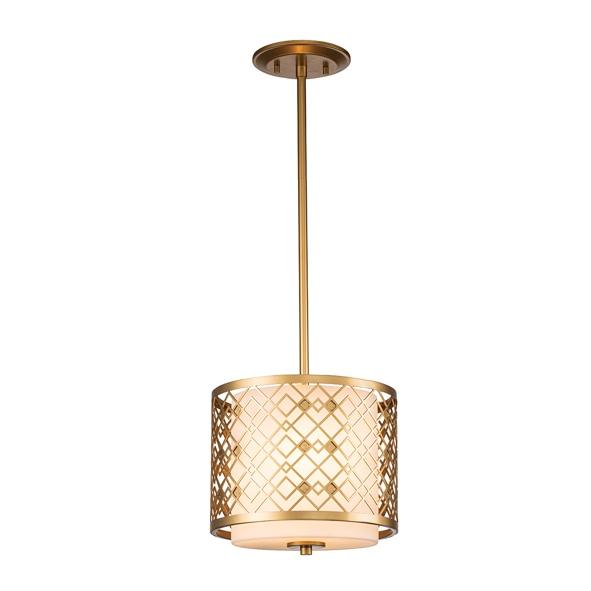 Marlow Gilt Contemporary Drum Pendant Lacquered Gold