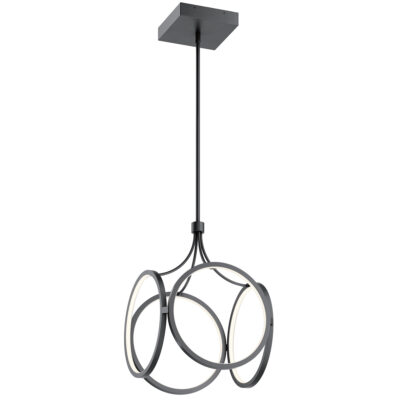 Marlowe Retro Modern Multi-Ring LED Pendant Matte Black