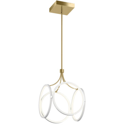 Marlowe Retro Modern Ring Pendant White with Champagne Gold