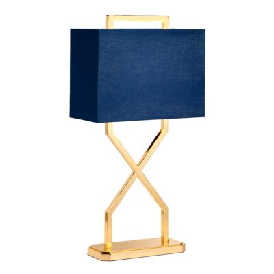Marlowe Vale Hamptons Table Lamp Polished Gold with Navy Blue Shade