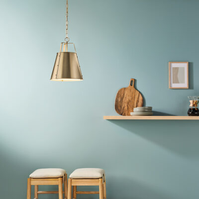 Marlwood Industrial Champagne Bronze Tapered Pendant — in situ view