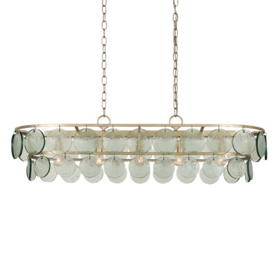 Marrakesh Grove Hamptons Oval Glass Chandelier Silver Leaf