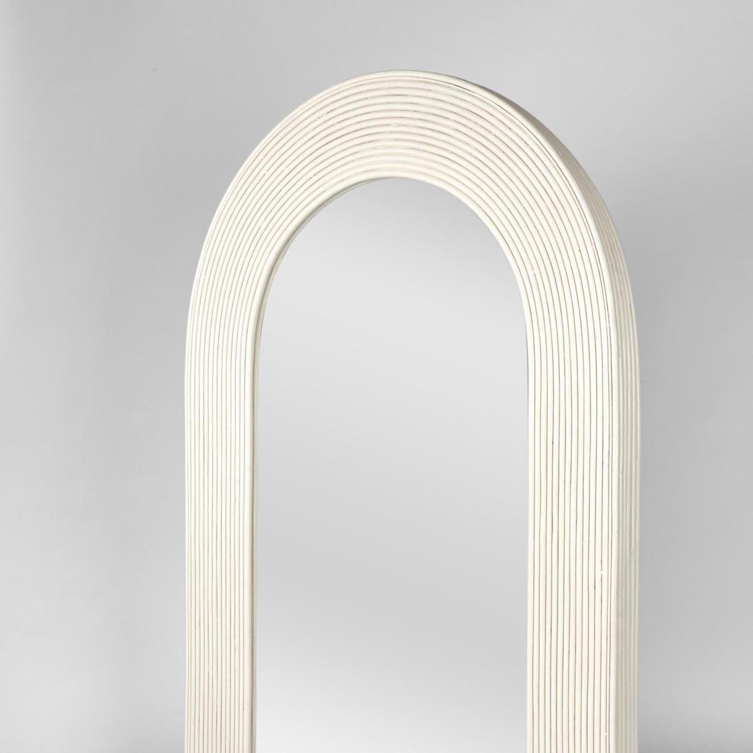 Marrenwood Hamptons Ribbed Rattan Arch Floor Mirror Ecru Marrenwood Hamptons Ribbed Rattan Arch Floor Mirror Ecru