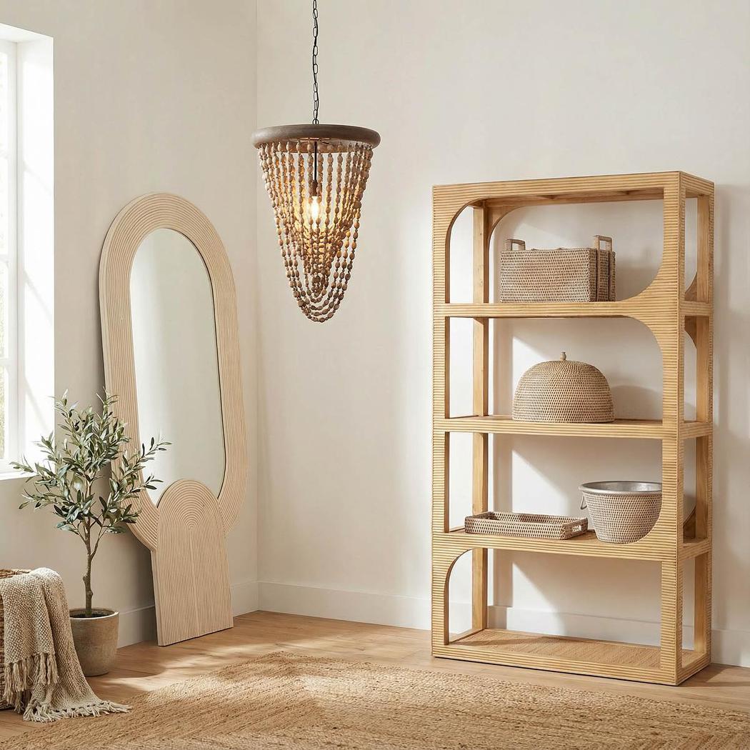 Marrenwood Hamptons Ribbed Rattan Arch Floor Mirror Ecru Marrenwood Hamptons Ribbed Rattan Arch Floor Mirror Ecru