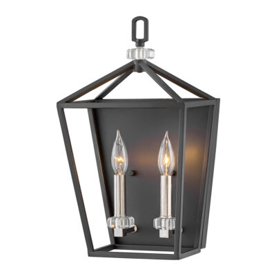 Marrowgate Transitional Cage Wall Light Black With Polished Nickel