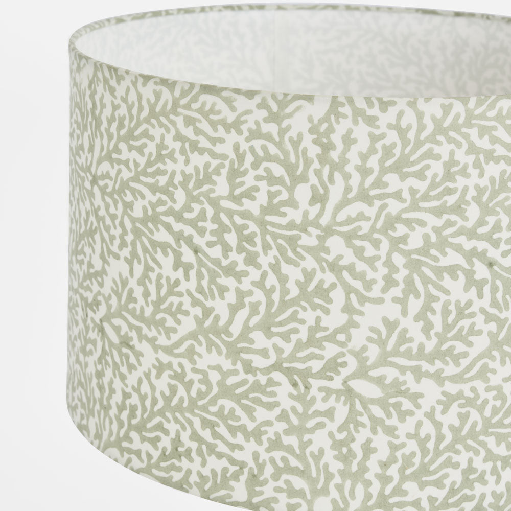 Matilda Hamptons Coral Print Drum Lamp Shade Sage Green Matilda Hamptons Coral Print Drum Lamp Shade Sage Green