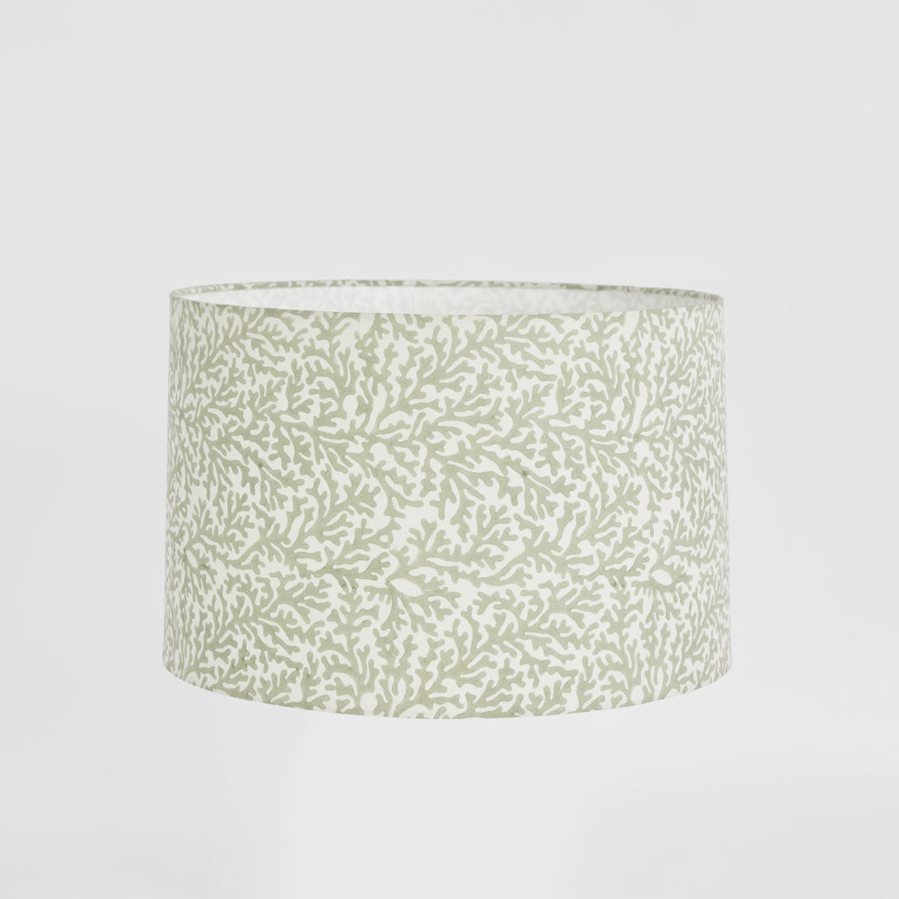 Matilda Hamptons Coral Print Drum Lamp Shade Sage Green