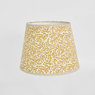 Matilda Hamptons Tapered Lamp Shade Mustard Coral Print