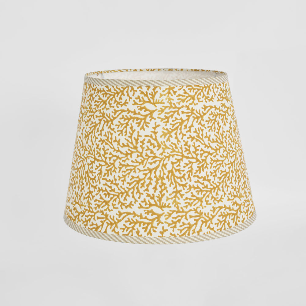 Matilda Hamptons Tapered Lamp Shade Mustard Coral Print