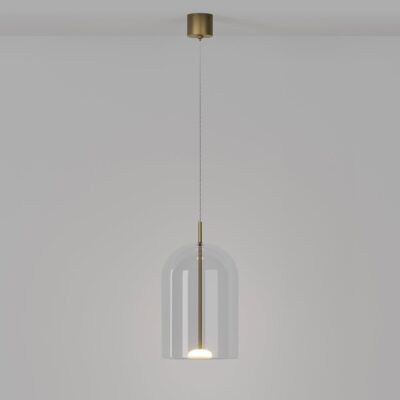 Meadowmere Contemporary Glass Dome Pendant Light Old Brass and Clear