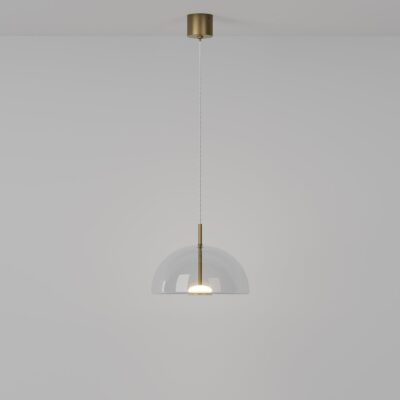 Meadowmere Contemporary Half-Dome Glass Pendant Light Old Brass and Clear