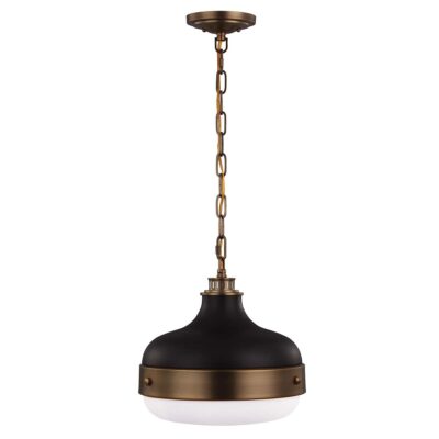 Meadowsweet Industrial Dome Pendant Black and Antique Brass