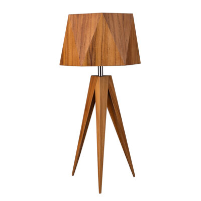 Meridian Line Contemporary Table Lamp Teak Veneer