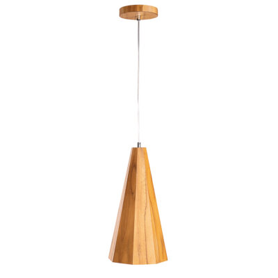 Meridian Line Contemporary Teak Wood Veneer Pendant Light