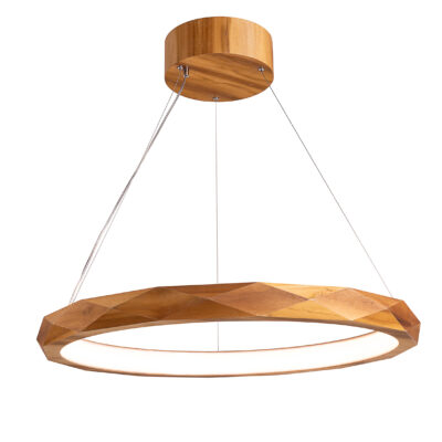 Meridian Line Contemporary Teak Wood Veneer Ring Pendant
