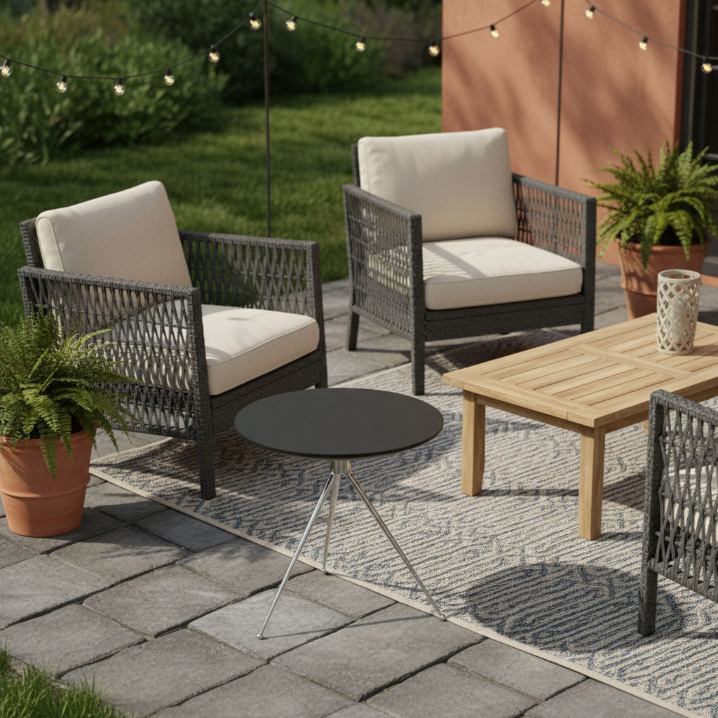 Merrigan Round Outdoor Side Table Black Concrete Merrigan Round Outdoor Side Table Black Concrete