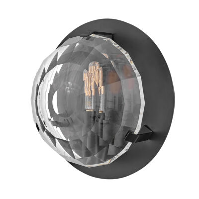 Merriweather Retro Wall Light Black Faceted Crystal