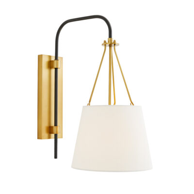 Merrowfield Hamptons Swing Arm Wall Light Antique Brass and Black