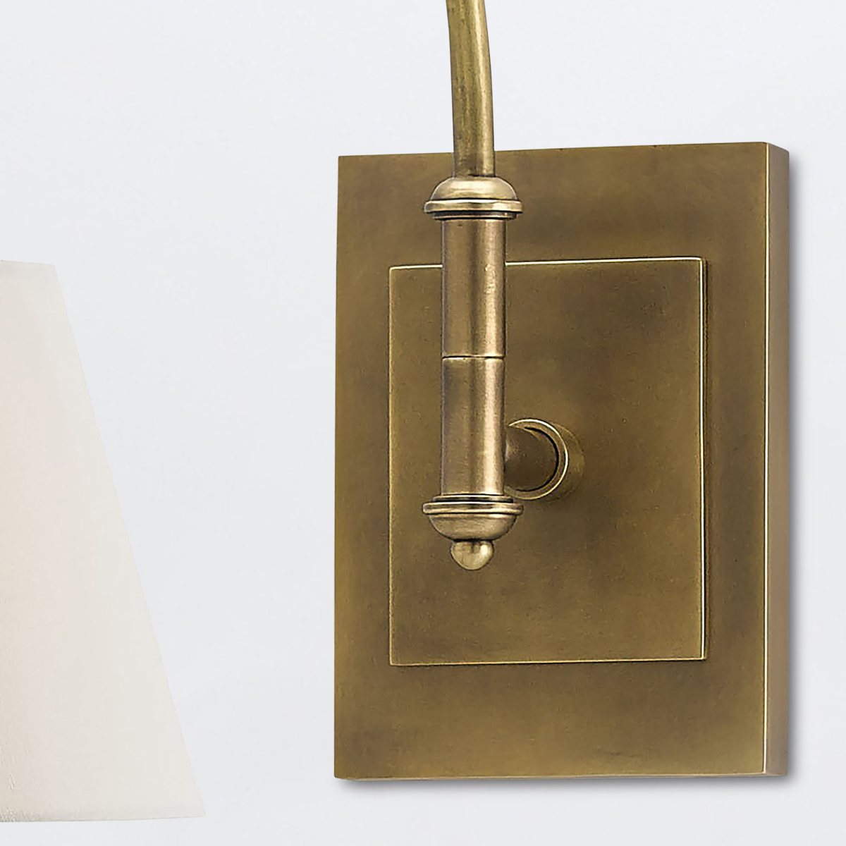 Merrowvale Transitional Swing-Arm Wall Light Antique Brass Merrowvale Transitional Swing-Arm Wall Light Antique Brass — detail view