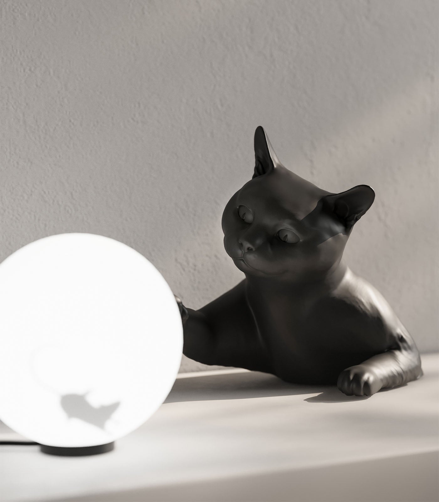 Merton Novelty Cat Table Lamp Matte Black Merton Novelty Cat Table Lamp Matte Black