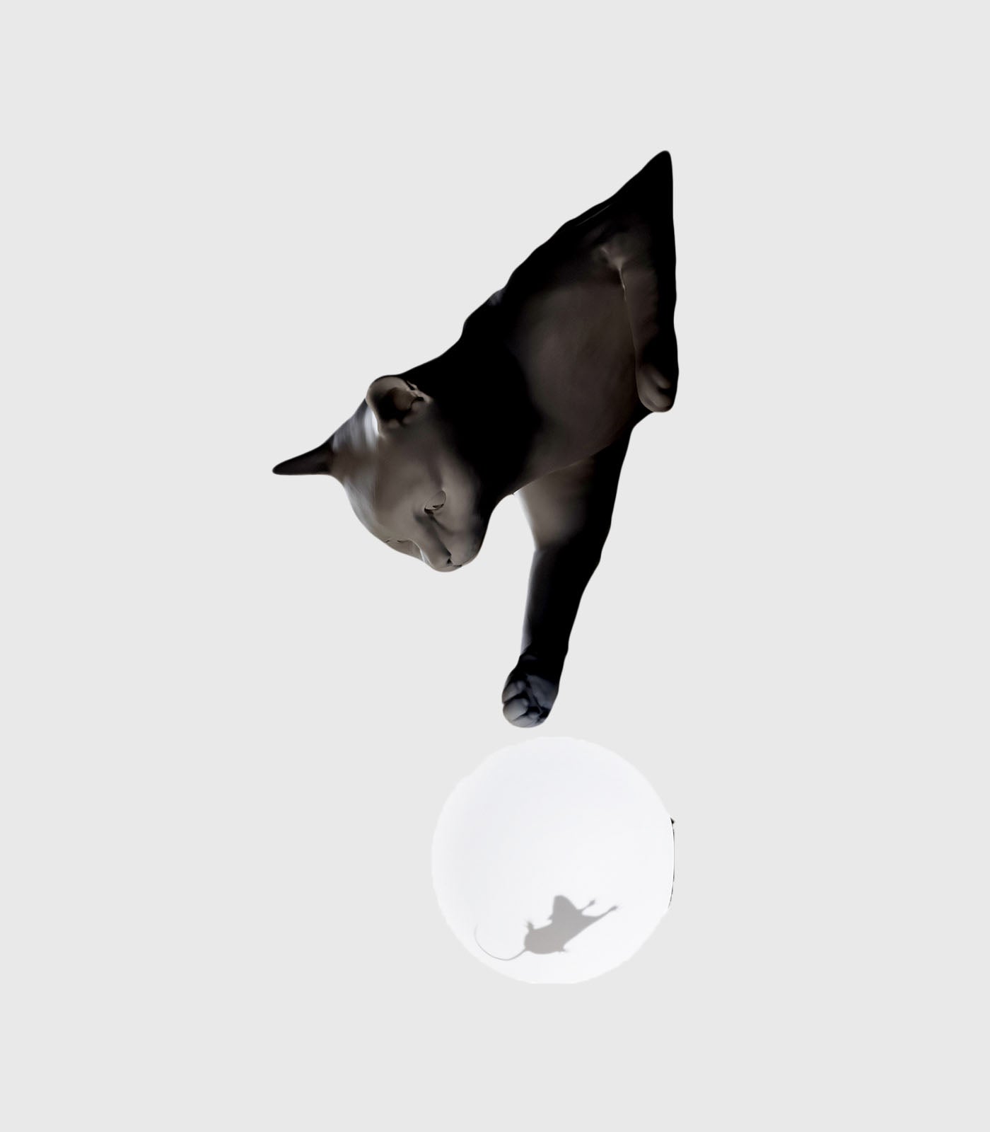Merton Sculptural Cat Wall Light Matte Black And White