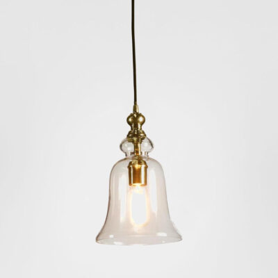 Milden Heritage Glass Bell Ceiling Pendant Small Brass