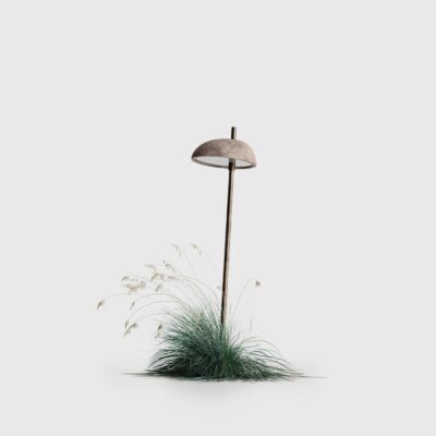 Millbrook Dome Spike Garden Light Antique Brass and Terracotta