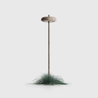 Millbrook Round Disc Bollard Spike Light Antique Brass and Terracotta