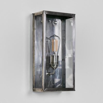 Montague Hamptons Rectangular Outdoor Wall Light Antique Silver