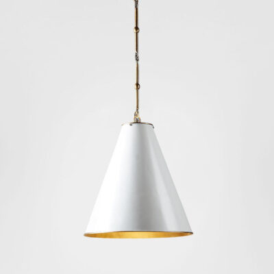 Montevine Hamptons Cone Ceiling Pendant White and Brass