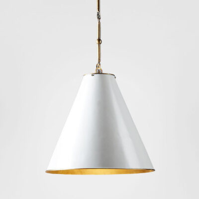 Montevine Hamptons Large Cone Pendant White And Brass
