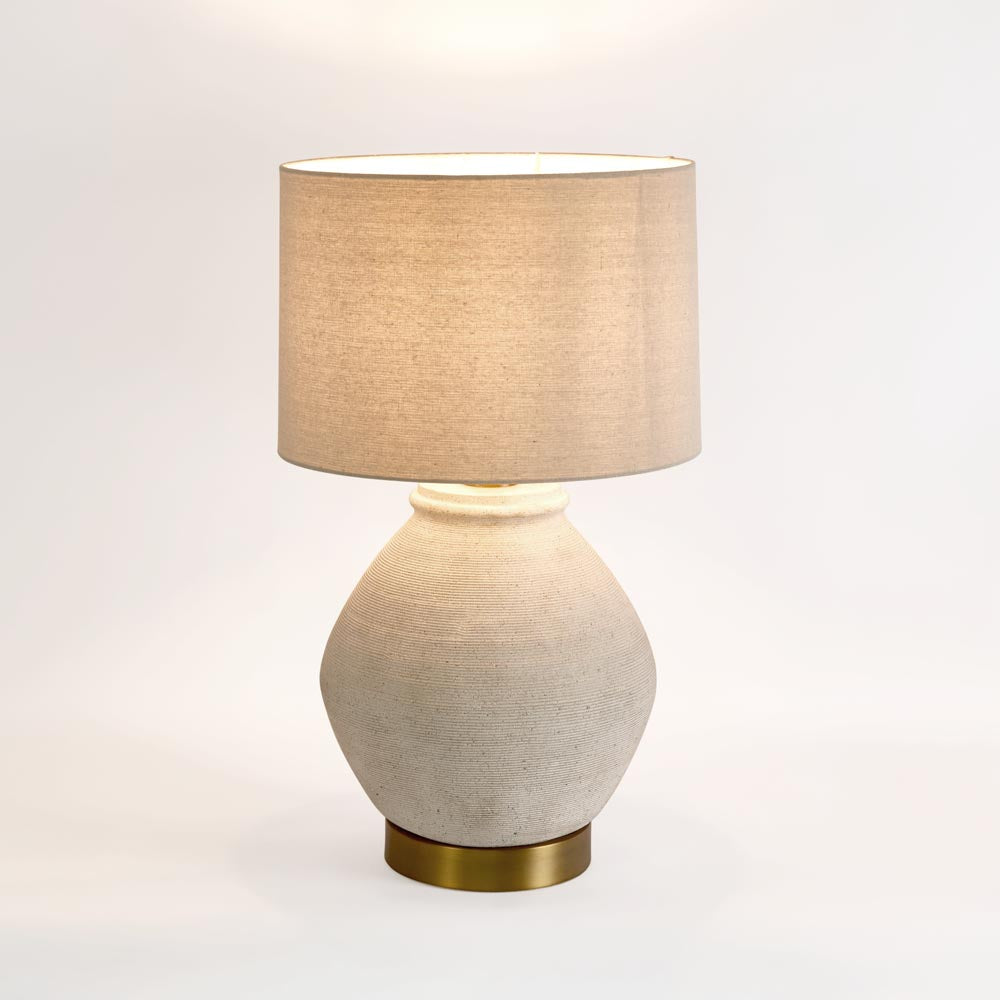 Montville Hamptons Sandstone Table Lamp With Linen Shade Montville Hamptons Sandstone Table Lamp With Linen Shade