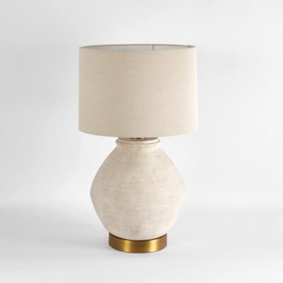 Montville Hamptons Sandstone Table Lamp With Linen Shade