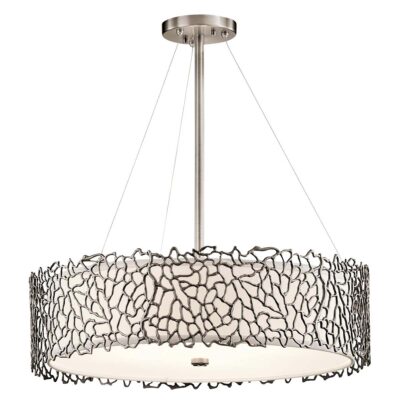 Moonlit Reef Contemporary Drum Pendant Classic Pewter