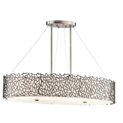 Moonlit Reef Contemporary Oval Island Chandelier Classic Pewter