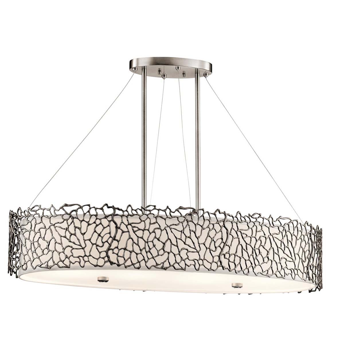 Moonlit Reef Contemporary Oval Island Chandelier Classic Pewter
