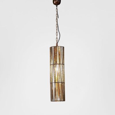 Moorland Heritage Ribbed Mercury Glass Cylinder Pendant