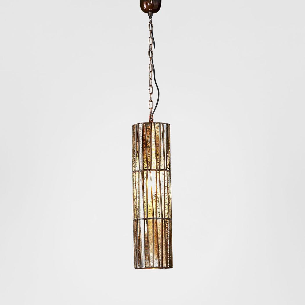 Moorland Heritage Ribbed Mercury Glass Cylinder Pendant
