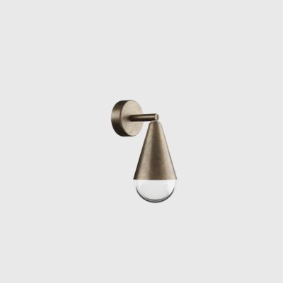 Morningside Contemporary Cone Wall Light Antique Iron with Clear Glass Drop