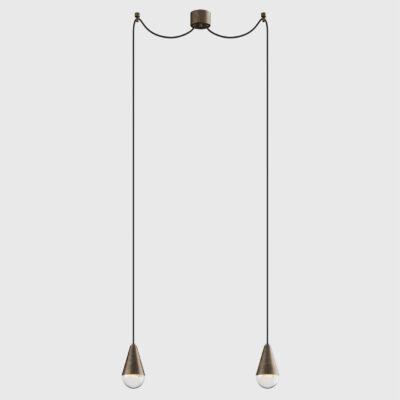 Morningside Contemporary Twin Drop Pendant Light Antique Brass