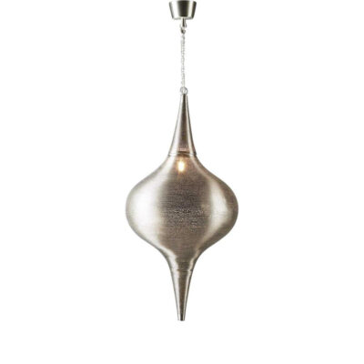 Moroccan Style Pierced Metal Teardrop Pendant Light Silver