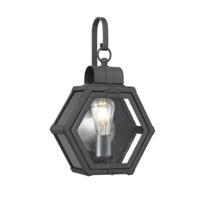 Mossgate Heritage Hexagonal Outdoor Wall Light Mottled Black