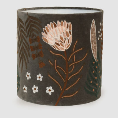 Mossvale Embroidered Drum Lamp Shade Grey