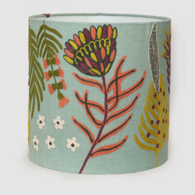 Mossvale Embroidered Drum Lamp Shade Pale Green