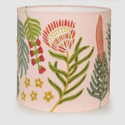 Mossvale Embroidered Floral Drum Lamp Shade Light Pink