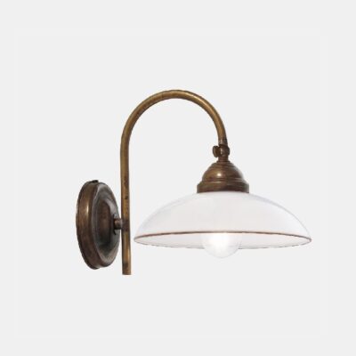 Murano Curve Hamptons Wall Light Antique Brass And White Glass