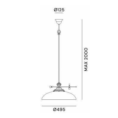 Murano Curved Dome Counterweight Pendant Light Antique Brass and White