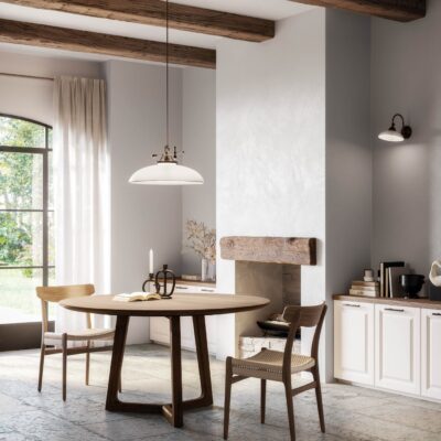 Murano Curved Dome Counterweight Pendant Light Antique Brass and White