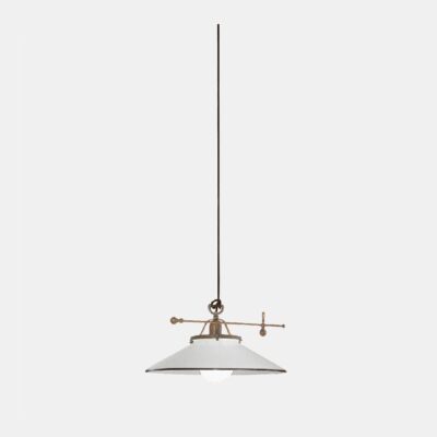 Murano Heritage Counterweight Pendant Light Antique Brass and White